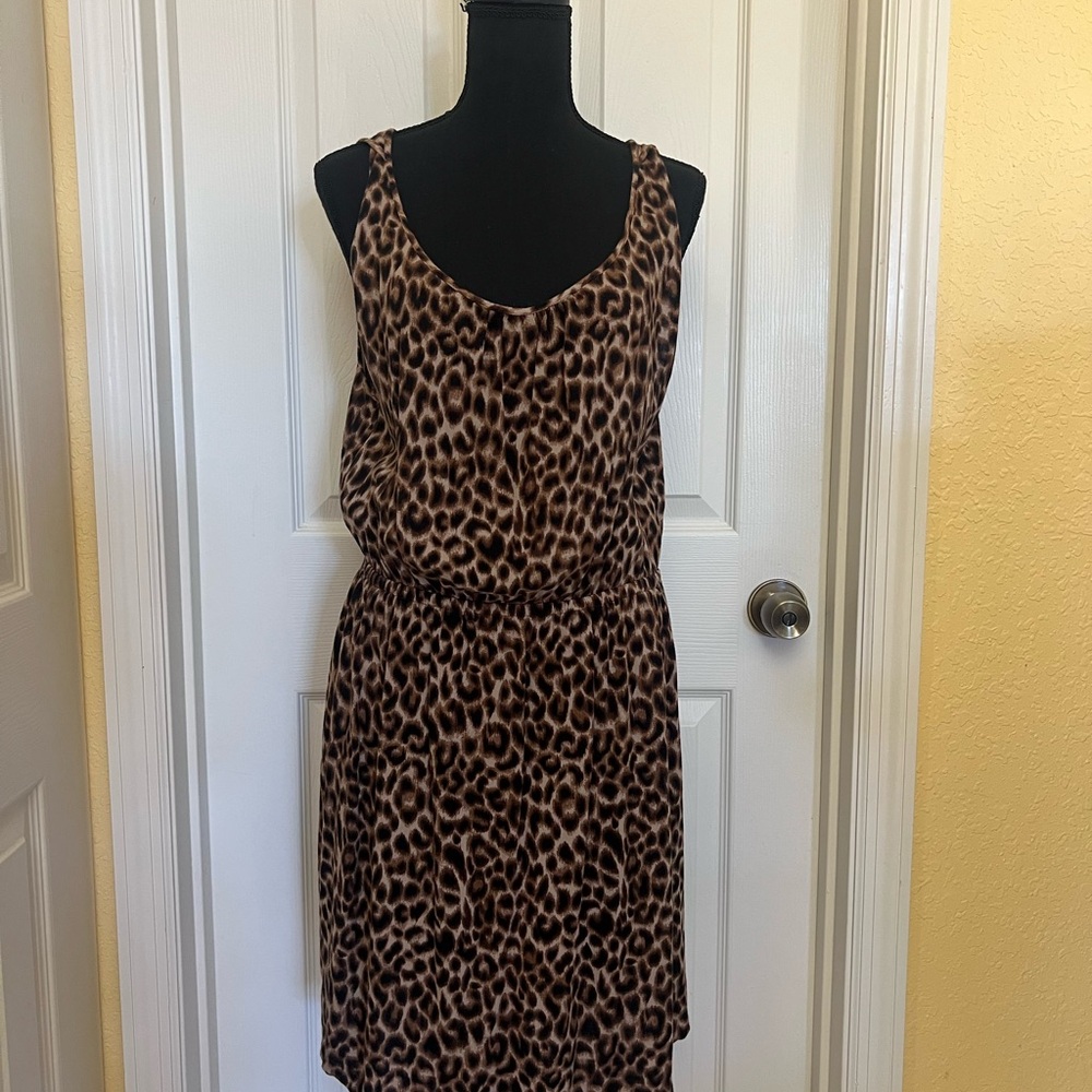 Lucky Brand Brown Leopard Midi Dress